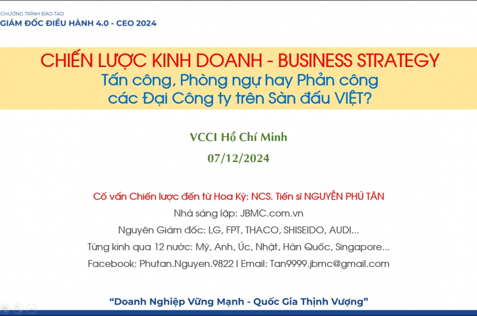 CHIẾN LƯỢC KINH DOANH - VCCI HCM - Khóa 1 - 2024.12.07